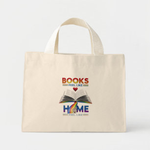 Regenbogen-Buch-Heim-Tiny-Tasche: LGBTQ+-Buchliebh Mini Stoffbeutel