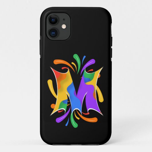 Regenbogen-Buchstabe M Monogramm Abstract Case-Mate iPhone Hülle (Rückseite)