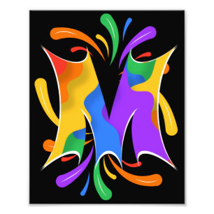 Regenbogen-Buchstabe M Monogramm Abstract Fotodruck