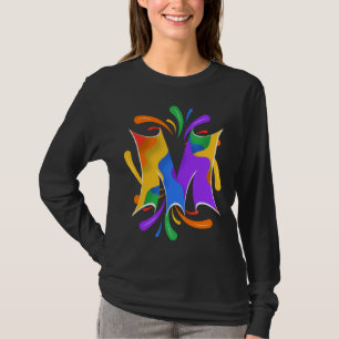 Regenbogen-Buchstabe M Monogramm Abstract T-Shirt