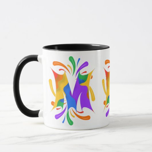 Regenbogen-Buchstabe M Monogramm Abstract Tasse (Links)
