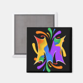 Regenbogen-Buchstabe M-Monogramm abstrakt Magnet (Vorderseite/Rückseite)