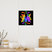 Regenbogen-Buchstabe M-Monogramm abstrakt Poster (Küche)