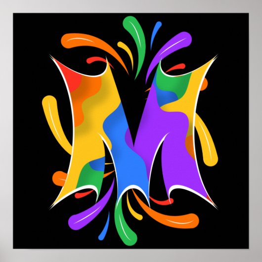 Regenbogen-Buchstabe M-Monogramm abstrakt Poster (Vorne)