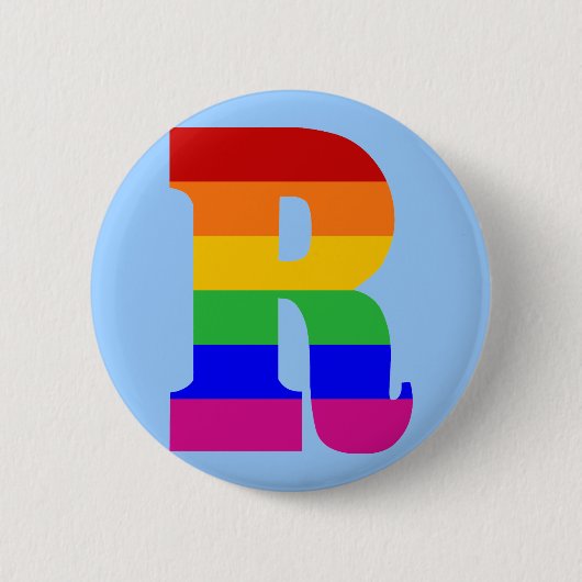 Regenbogen-Buchstabe R Button (Vorderseite)