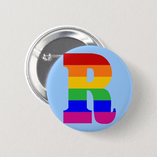 Regenbogen-Buchstabe R Button (Vorne & Hinten)