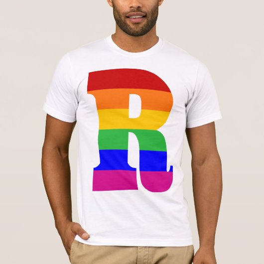 Regenbogen-Buchstabe R T-Shirt (Vorderseite)