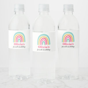Regenbogen-bunte Geburtstagsfeier Wasserflaschenetikett