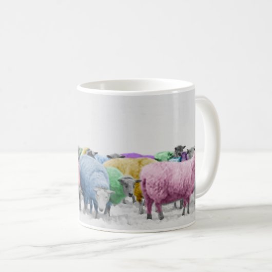 Regenbogen-bunte Schafe Kaffeetasse (VorderseiteRechts)