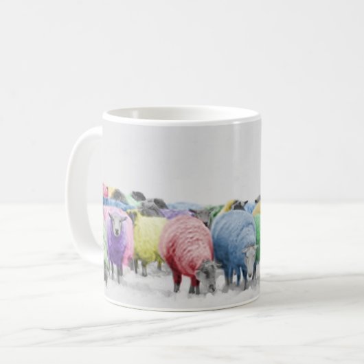 Regenbogen-bunte Schafe Kaffeetasse (Vorderseite Links)