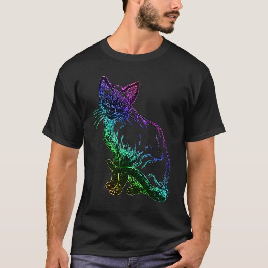 Regenbogen Bunter Siameser Katze Kätzchen Intergal T-Shirt (Vorderseite)