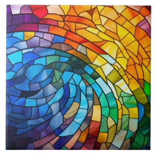 Regenbogen-Buntglas Fliese