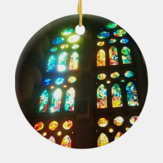 Regenbogen-Buntglas Keramik Ornament (Hinten)