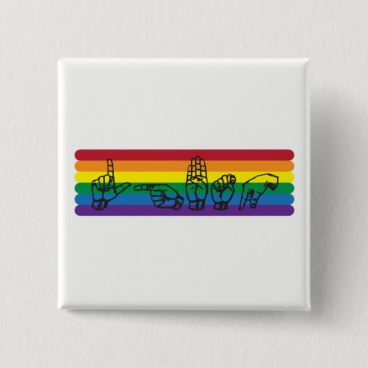 Regenbogen-Button ASL LGBTQ Button (Vorderseite)