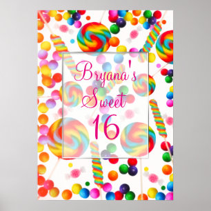 Regenbogen Candy Candyland Geburtstagsfeier Banner Poster