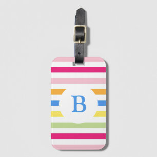 Regenbogen Candy Streifen Modernes Monogramm Gepäckanhänger