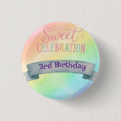 Regenbogen Candyland Geburtstagparty Untersetzer Button (Vorderseite)