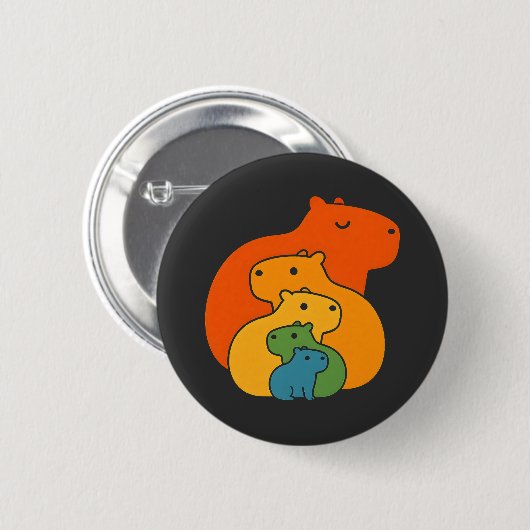 Regenbogen-Capybaras Button (Vorne & Hinten)