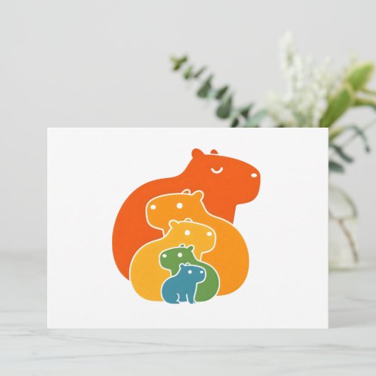 Regenbogen-Capybaras Dankeskarte (Stehend Vorderseite)