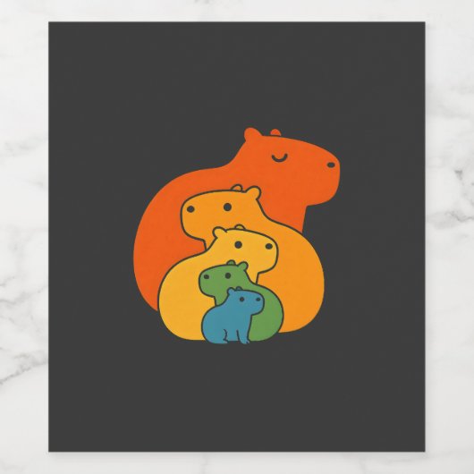 Regenbogen-Capybaras Weinetikett (Einzelnes Label)