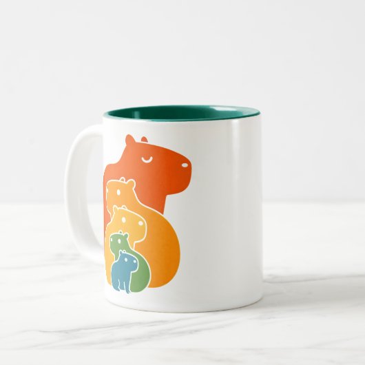 Regenbogen-Capybaras Zweifarbige Tasse (Vorderseite Links)
