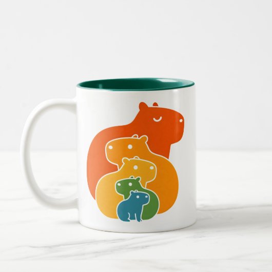 Regenbogen-Capybaras Zweifarbige Tasse (Links)