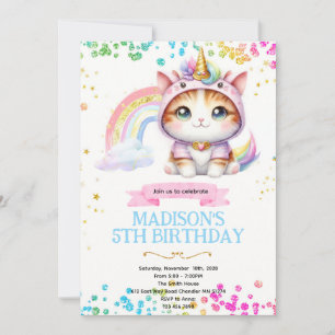 Regenbogen-Caticorn-Geburtstagseinladung Einladung