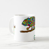 Regenbogen-Checkered Chamäleon-Tasse Kaffeetasse (Vorderseite Links)