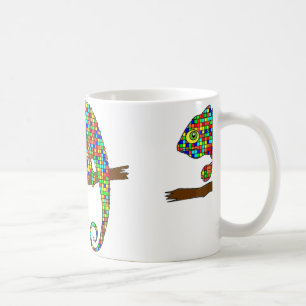 Regenbogen-Checkered Chamäleon-Tasse Kaffeetasse