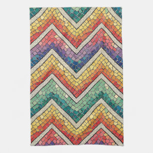 Regenbogen-Chevron-Mosaik – Farbige geometrische F Geschirrtuch