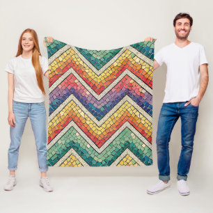 Regenbogen-Chevron-Mosaik – Farbige geometrische K Fleecedecke