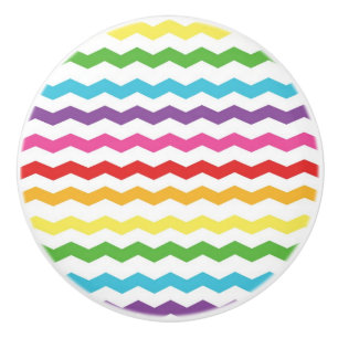 Regenbogen-Chevron-Muster Bunter Schubladenschrank Keramikknauf