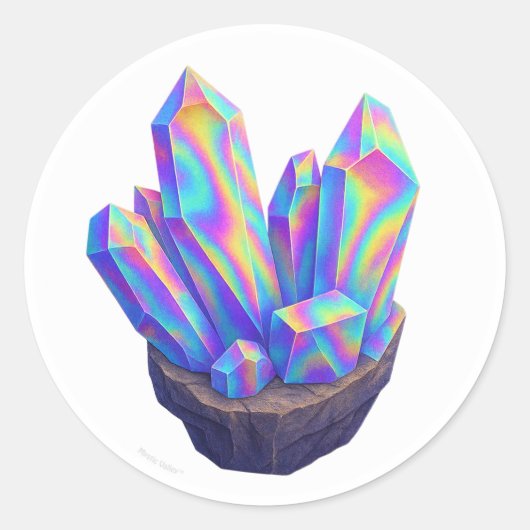 Regenbogen-Chrom-Kristall Runder Aufkleber (Vorderseite)