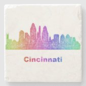 Regenbogen-Cincinnati-Skyline Steinuntersetzer (Vorderseite)
