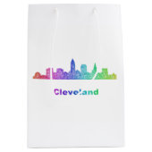 Regenbogen-Cleveland-Skyline Mittlere Geschenktüte (Vorderseite)