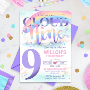 Regenbogen Cloud 9 Einladung Wasserfarbe