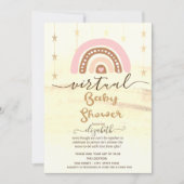 Regenbogen, Clouds Stars Virtual Baby Dusche Einladung (Vorderseite)