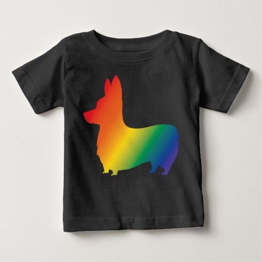 Regenbogen Corgi Baby T-shirt (Vorderseite)