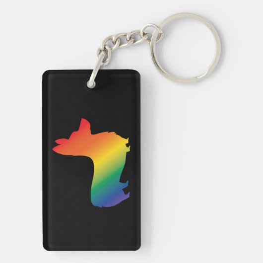 Regenbogen Corgi Schlüsselanhänger (Rückseite)