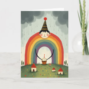 Regenbogen-Cupcake-Geburtstagskarte Karte