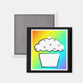 Regenbogen-Cupcake Magnet (Vorderseite/Rückseite)