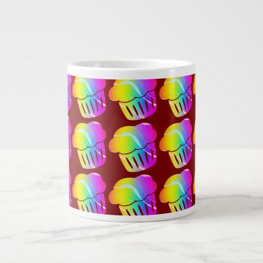 Regenbogen-Cupcakes Dk Rot Jumbo-Tasse (Vorderseite)