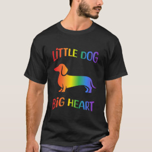 Regenbogen-Dackel Kleiner Hund großes Herz T-Shirt