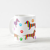 Regenbogen-Dackel-Tatzen der Kaffeetasse (Vorderseite Links)