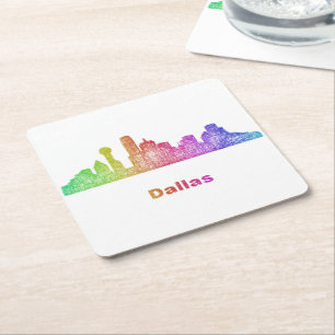 Regenbogen-Dallas-Skyline Rechteckiger Pappuntersetzer