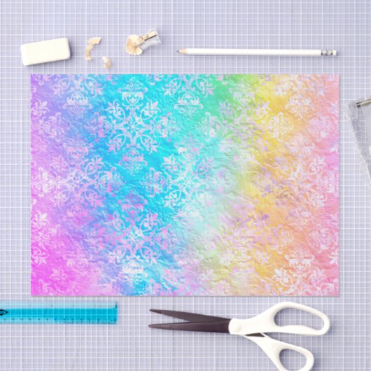 [Regenbogen Damast] Elegante Farbige Sanfte Pastel Seidenpapier (Handwerk)