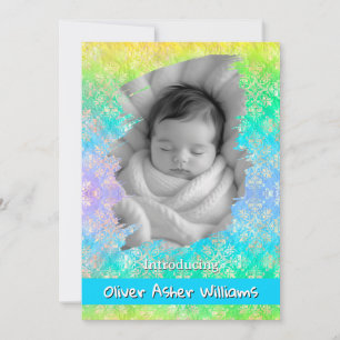[Regenbogen Damast] Sanfte Pastellfarben Baby Jung Ankündigung
