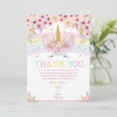 Regenbogen danken BlumenBoho Einhorn-Geburtstag Einladung (Stehend Vorderseite)