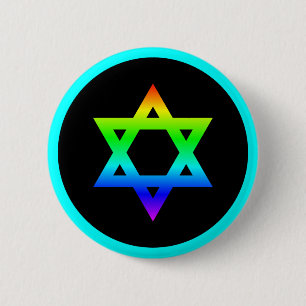 Regenbogen-Davidstern Button