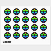 Regenbogen-Davidstern Runder Aufkleber (Blatt)